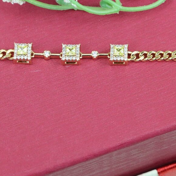 "Elegant Rose Gold Bracelet with Green Stone Accents, XPBL0841 - Picture 3 of 13